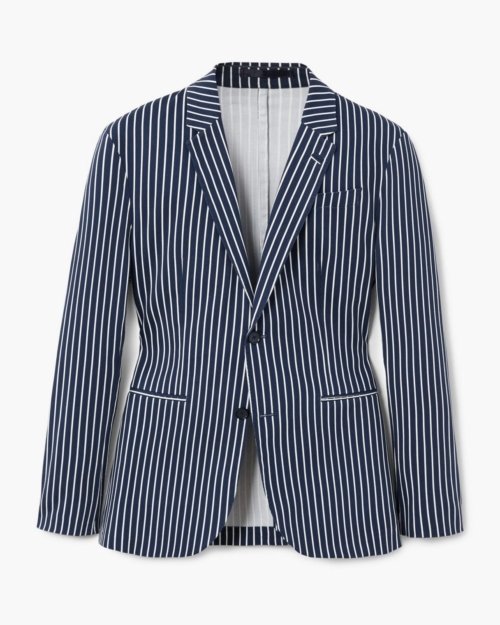 Slim-fit striped cotton blazer