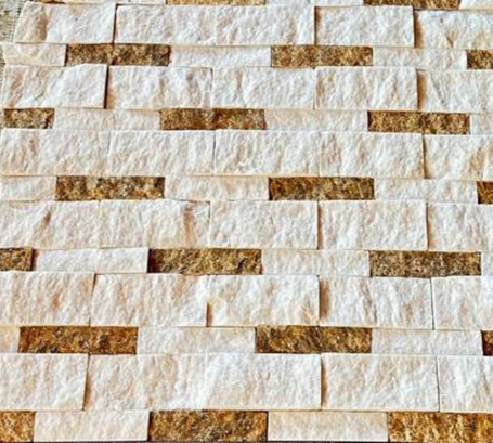 Crystal White Quartzite & Golden Stone Mosaic (Size : 60x15 CM)
